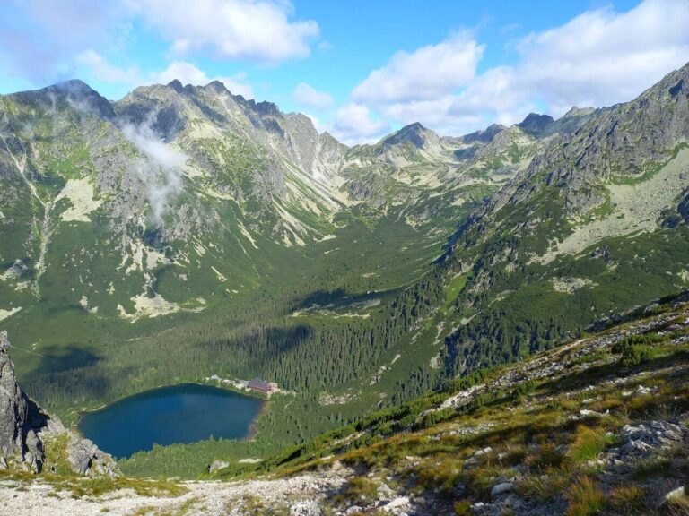 High Tatras - mountain pass Sedlo pod Ostrvou, Mengusovská valley and Popradské pleso lake