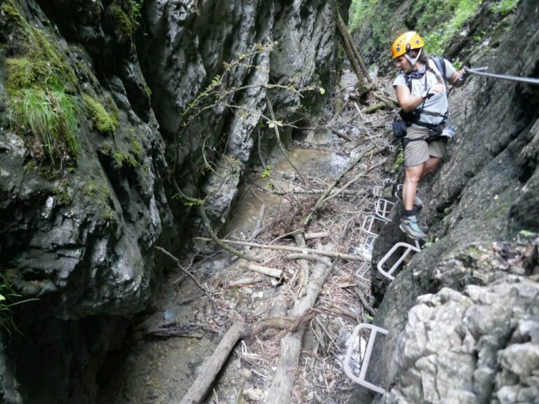 Hiking in Slovak Paradise national park - Via Ferrata Kyseľ - upper part of the gorge over the "Dungeon"